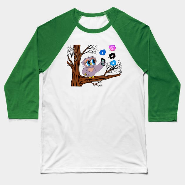 Owl Selfie Owl in the Tree Baseball T-Shirt by The Dreem